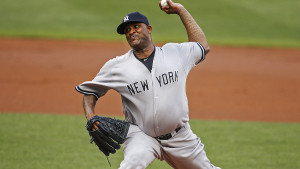 Jul 25, 2015; Minneapolis, MN, USA; New York Yankees starting pitcher CC Sabathia (52) pitches to the Minnesota Twins in the 1st inning at Target Field. Mandatory Credit: Bruce Kluckhohn-USA TODAY Sports